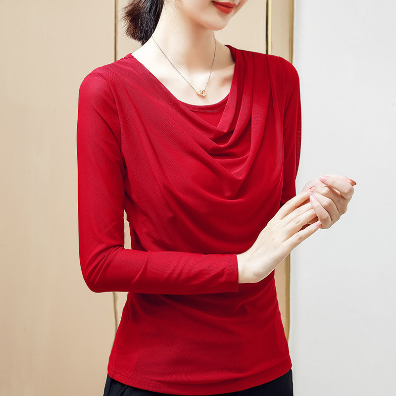 Women's Solid Color Ruched Shirt