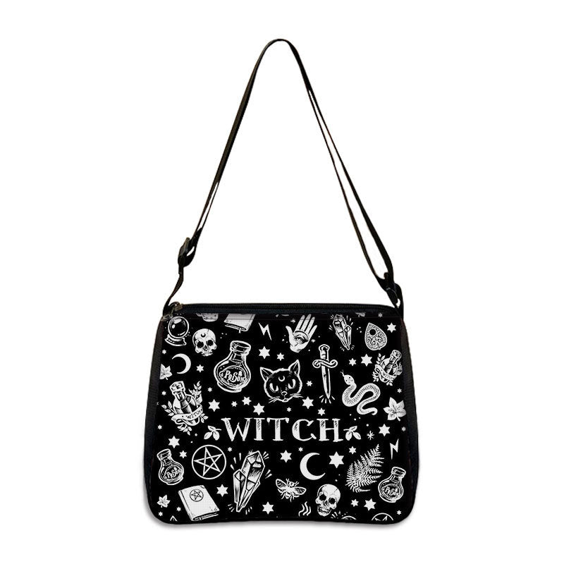 Factory Direct Supply Polyester Underarm Bag Gothic Cat Printing Shoulder Bag Simple Women's Fashion Bag