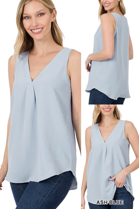 WOVEN AIRFLOW V-NECK SLEEVELESS