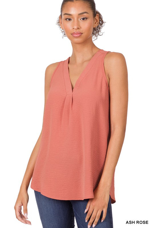 WOVEN AIRFLOW V-NECK SLEEVELESS