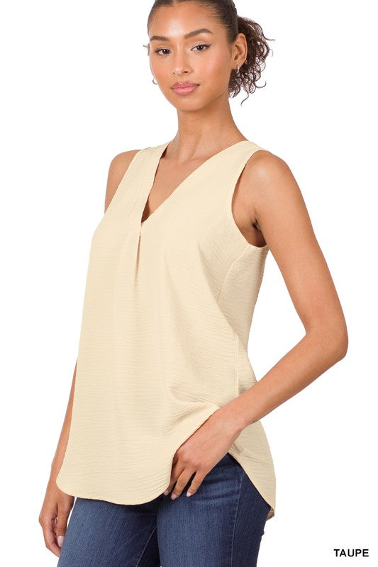 WOVEN AIRFLOW V-NECK SLEEVELESS