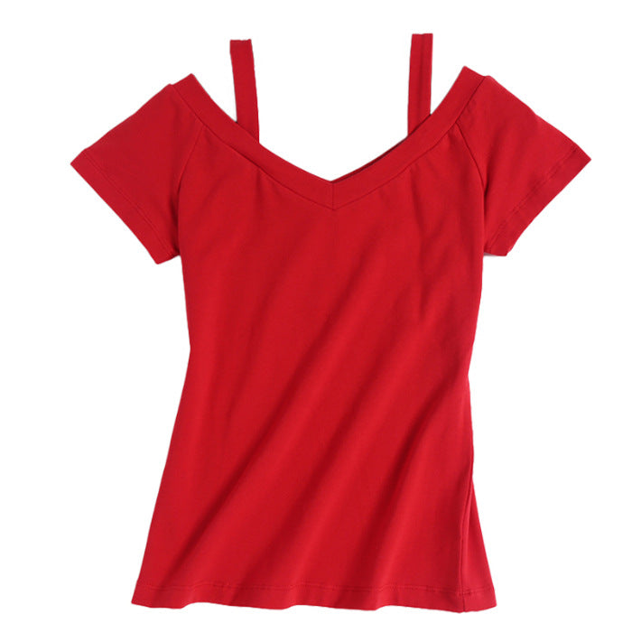 Women's suspender off shoulder short sleeve