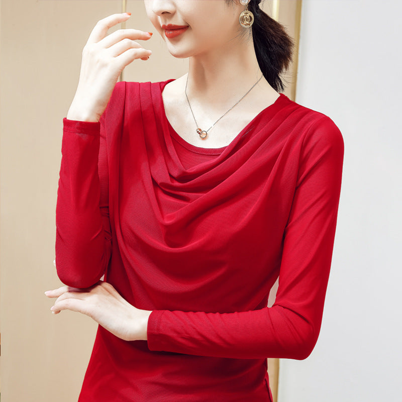 Women's Solid Color Ruched Shirt