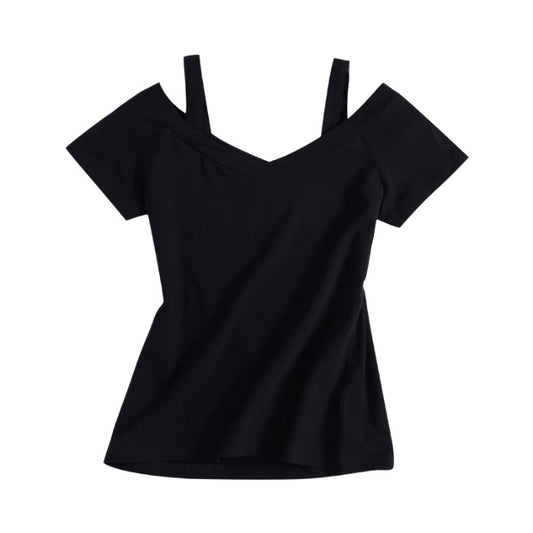 Women's suspender off shoulder short sleeve