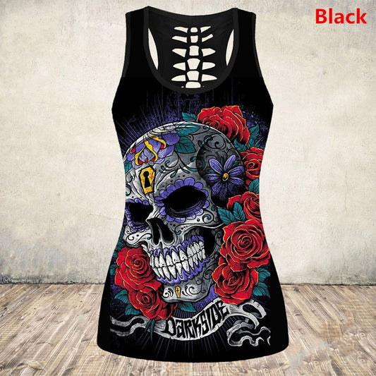 Cross-Border European And American Wish Halloween Skull Digital Printing I-shaped Vest Women's Bottoming Shirt E9J885