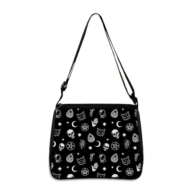 Factory Direct Supply Polyester Underarm Bag Gothic Cat Printing Shoulder Bag Simple Women's Fashion Bag