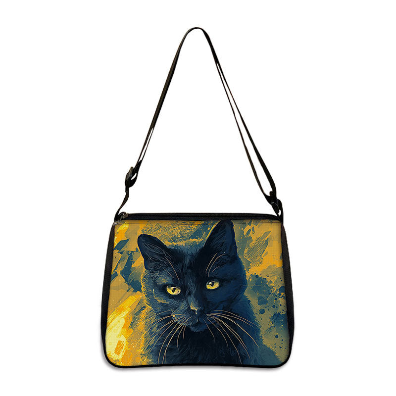 Factory Direct Supply Polyester Underarm Bag Gothic Cat Printing Shoulder Bag Simple Women's Fashion Bag