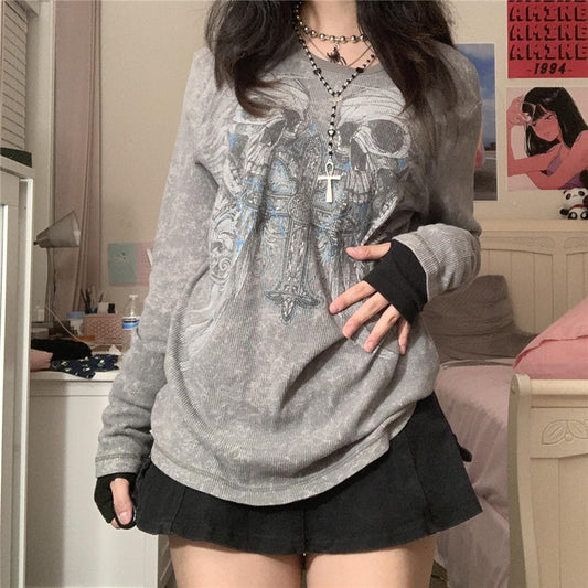 Casual Hoodie T-Shirt Halloween Skull