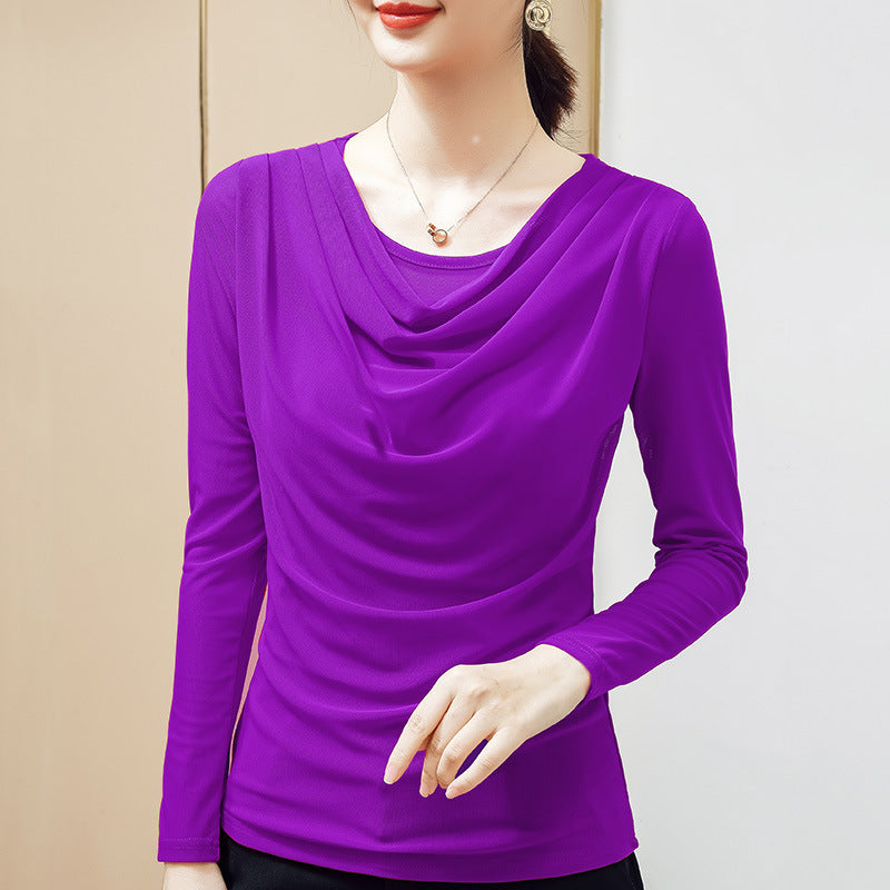 Women's Solid Color Ruched Shirt