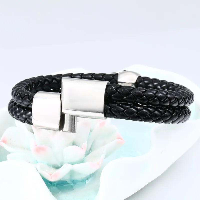 steel soldier stainless steel punk skull leather rope bracelet Multiple handchain bangle  exquisite jewelry