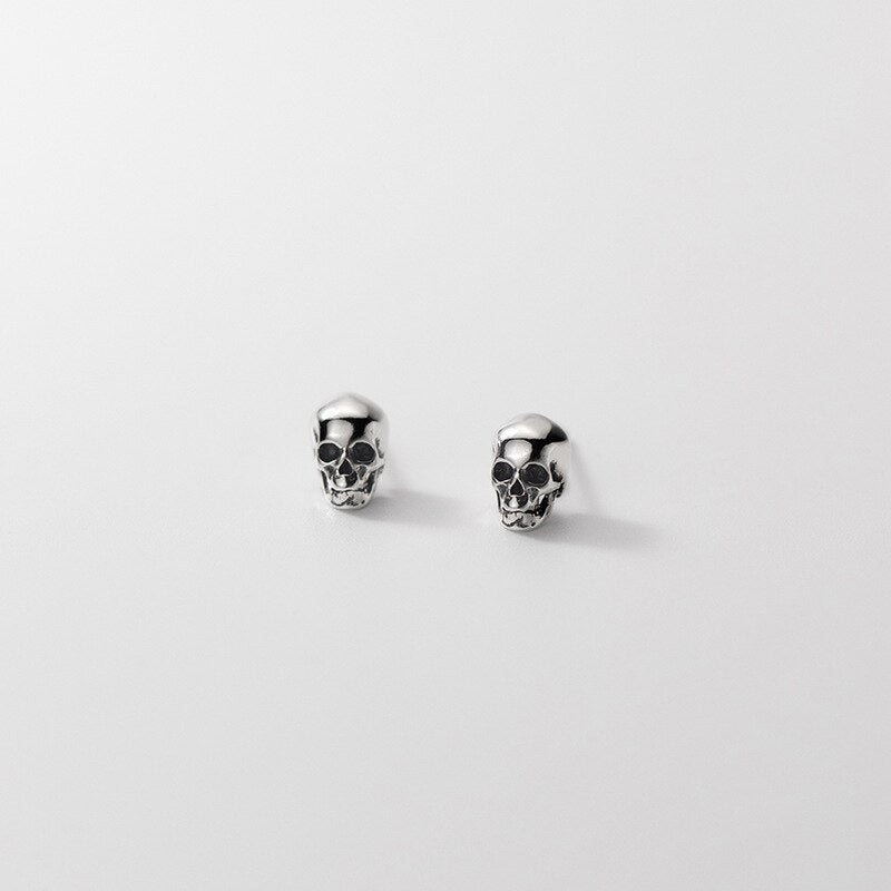 Sterling Silver Earring Fashion Gothic Skull Stud Earrings Halloween