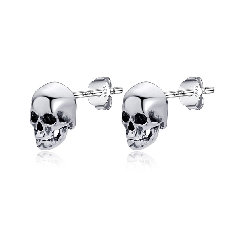 Sterling Silver Earring Fashion Gothic Skull Stud Earrings Halloween