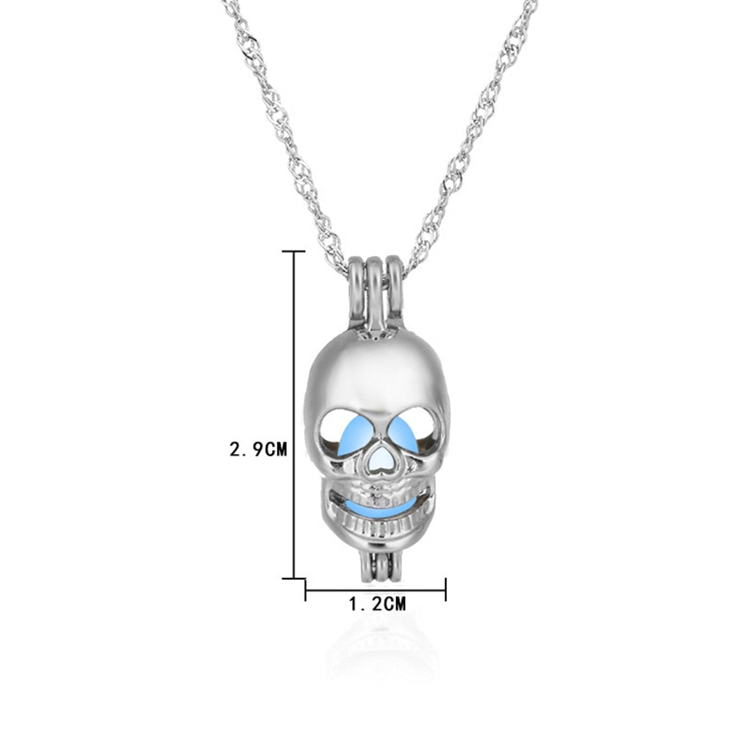 Skull Pendant Necklace Luminous Jewelry Silver Color 3 Color Glow in the Dark