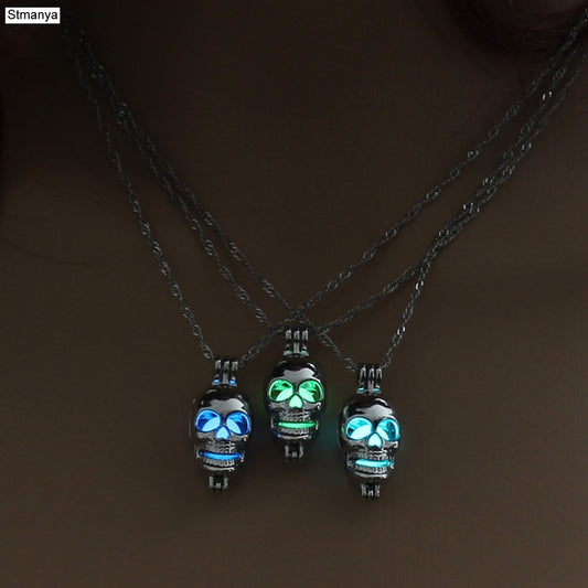 Skull Pendant Necklace Luminous Jewelry Silver Color 3 Color Glow in the Dark