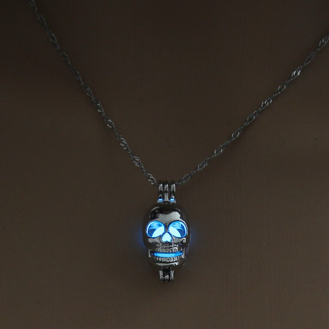 Skull Pendant Necklace Luminous Jewelry Silver Color 3 Color Glow in the Dark